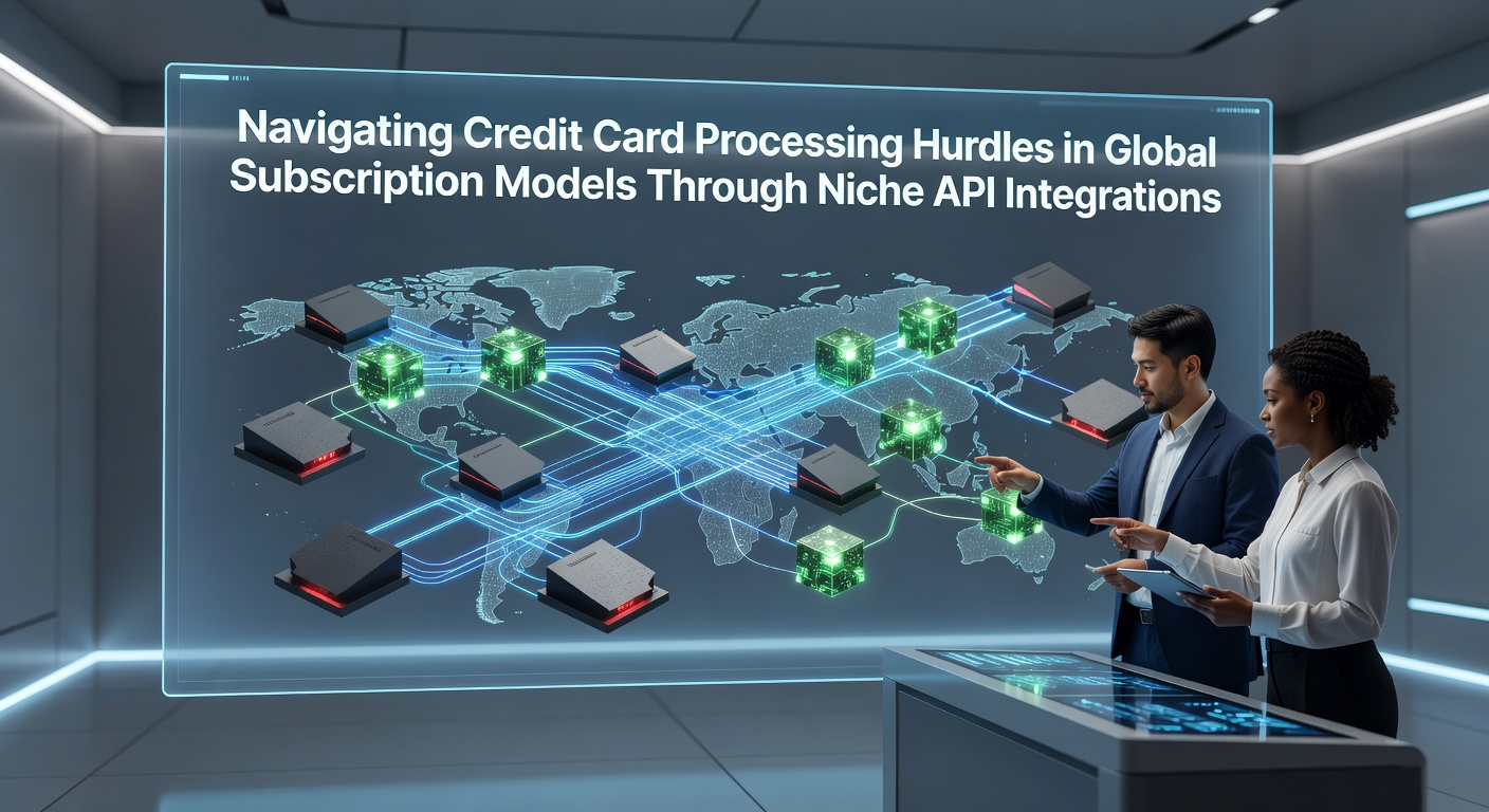 Illustration of credit card processing flows across international subscription platforms