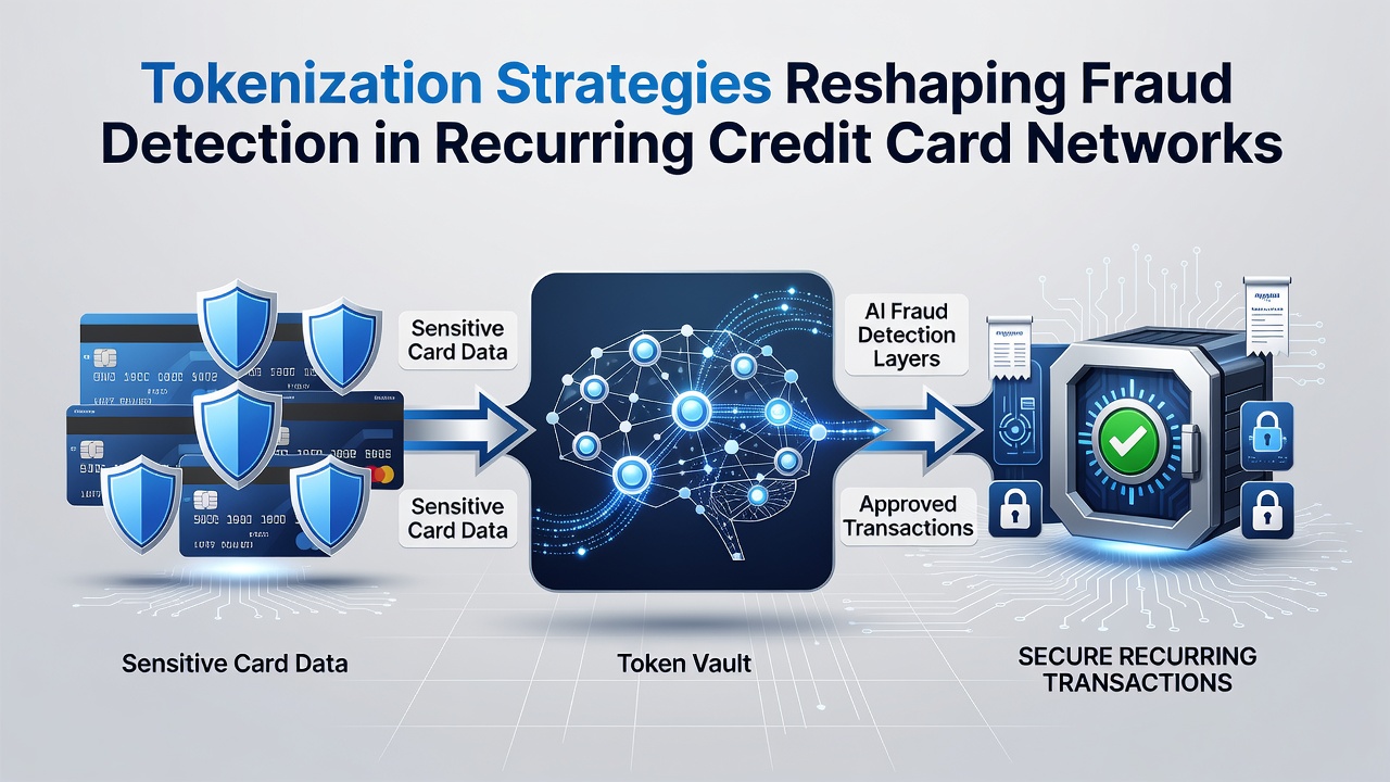 Illustration of AI-enhanced fraud detection integrated with tokenized recurring payments