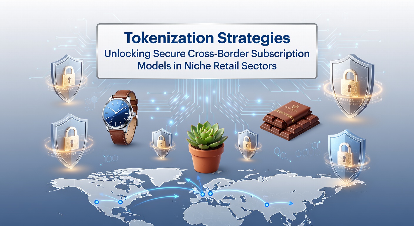 Visualization of tokenization processes securing cross-border subscription payments in niche retail environments